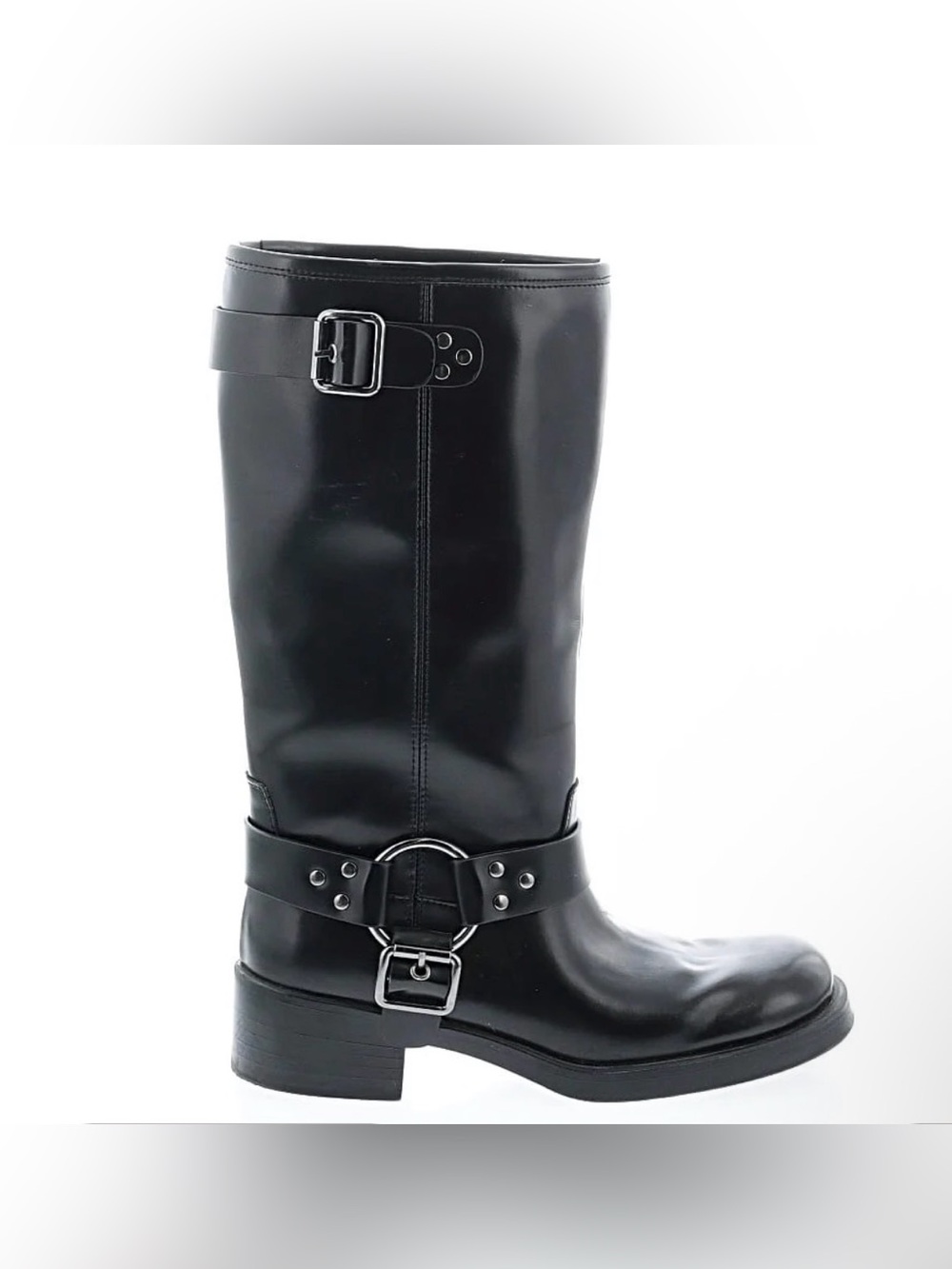 H&M Black Men's Buckle Harness Riding Boot